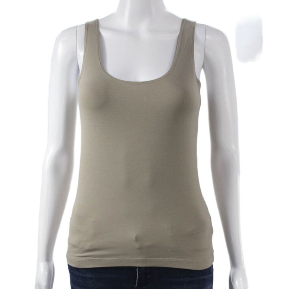 Leggiadro Womens Basic Sleeveless Scoop Neck Polyester Gray Tank Top Size S